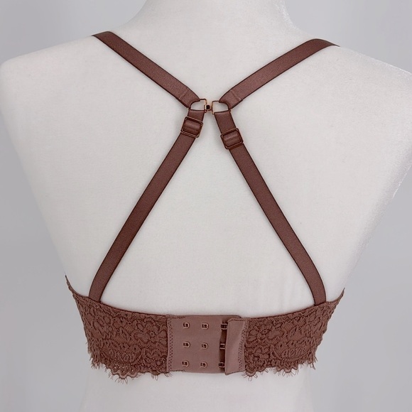 Aerie Real Power Plunge Push Up Mauve Eyelash Lace Bra Women’s Size 34D - Picture 7 of 13